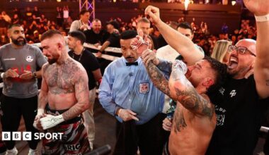 Liam Paro celebrates as the verdict is announced with Lewis Crocker disappointed