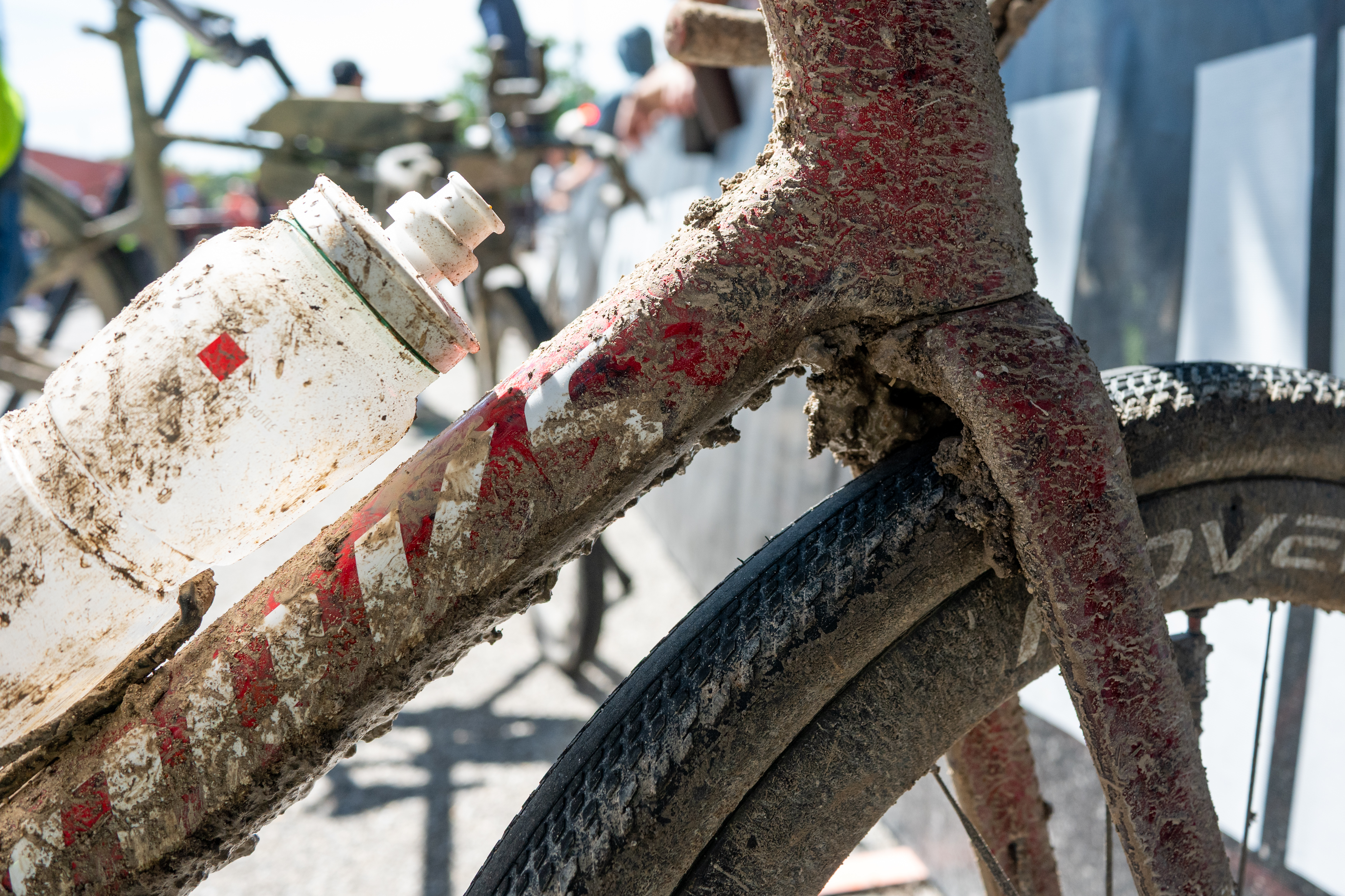 Photos of the bikes from the finish line of Unbound Gravel 2026