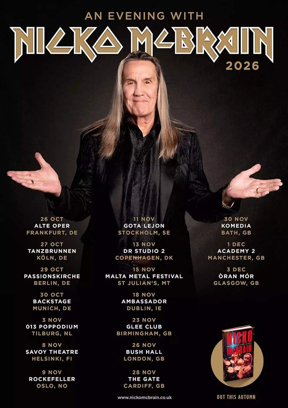 nicko mcbrain book tour poster