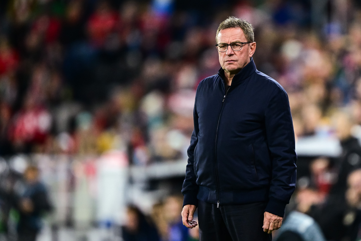 LINZ, AUSTRIA - OCTOBER 10: Head coach Ralf Rangnick of Austria looks on during the UEFA Nations League 2024/25 League B Group B3 match between Austria and Kazakhstan at on October 10, 2024 in Linz, Austria. (Photo by Christian Bruna/Getty Images) (Milan links)