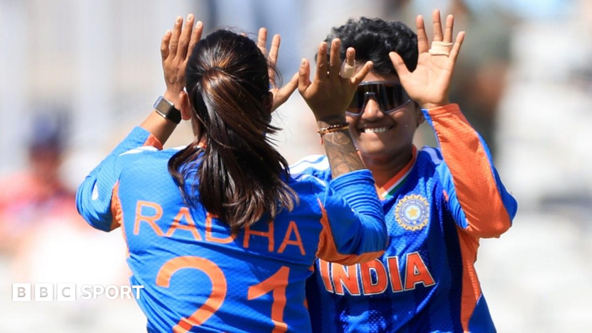 India's Shree Charani (right) celebrates the wicket of Bangladesh's Dilara Akter