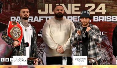 Lewis Crocker and Liam Paro with promoter George Rose