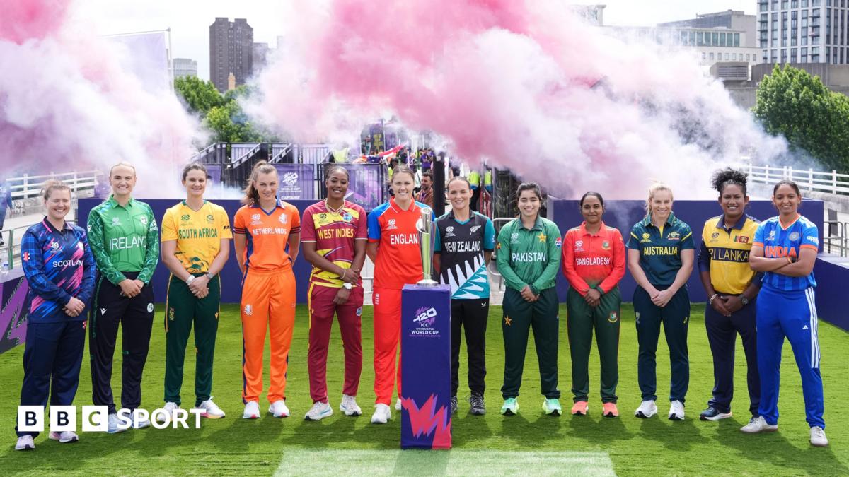 Team captains at the Women's T20 World Cup with the trophy