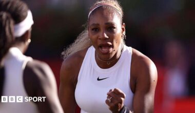 Serena Williams volleys