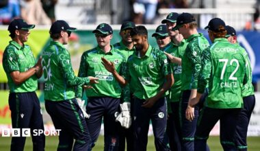 Ireland celebrate their victory at Stormont