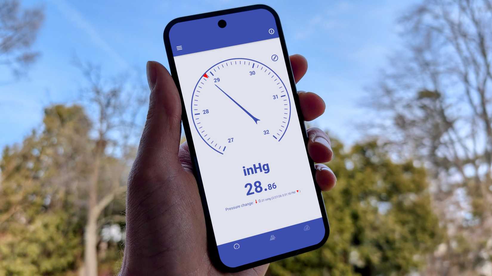 Barometer app on Pixel 10.