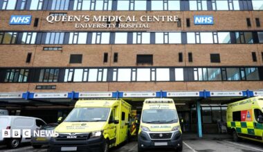 Exterior of Queen's Medical Centre in Nottingham