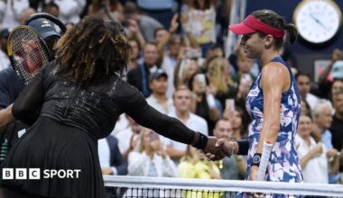 Ajla Tomljanovic shakes hands with Serena Williams after beating her at the US Open in 2022