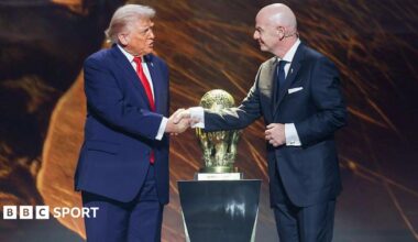 FIFA president Gianni Infantino and US President Donald Trump shake hands during the World Cup's official draw