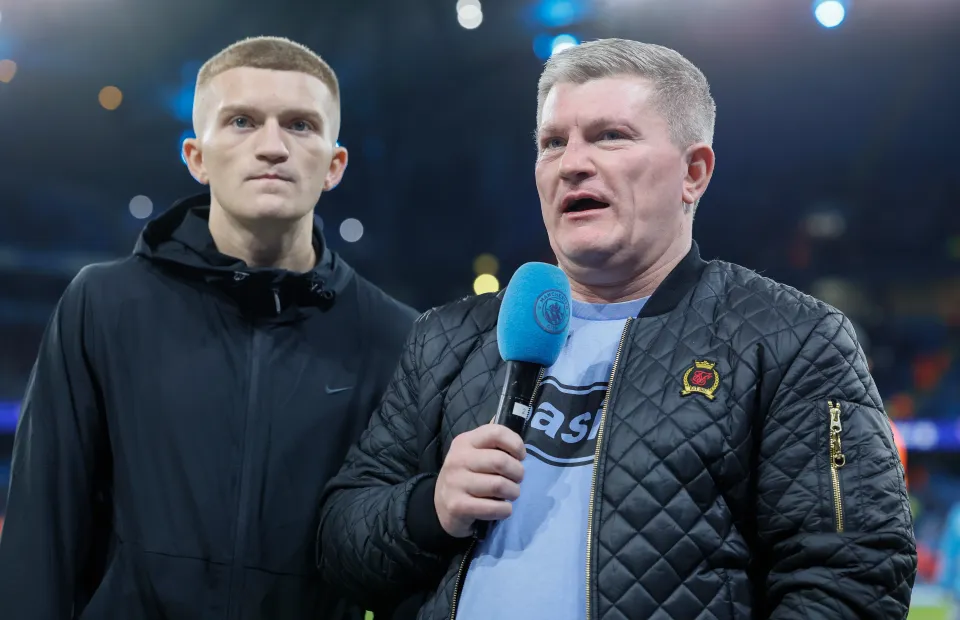 Campbell Hatton with late father Ricky at the Etihad Stadium