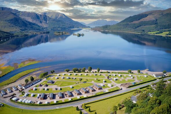 Caravan camping park site at Invercoe in the Highlands Scotland Caravan camping park site at Invercoe in the Highlands Scotland