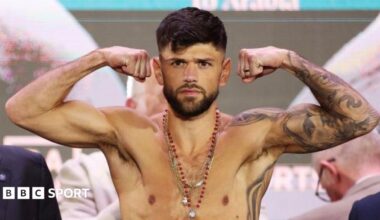 Joe Cordina at a weigh-in in 2024