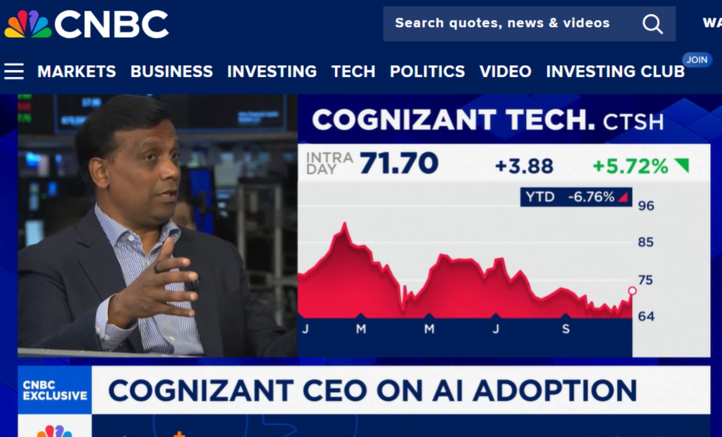 cognizant ai employee data analysis CEO, Ravi Kumar