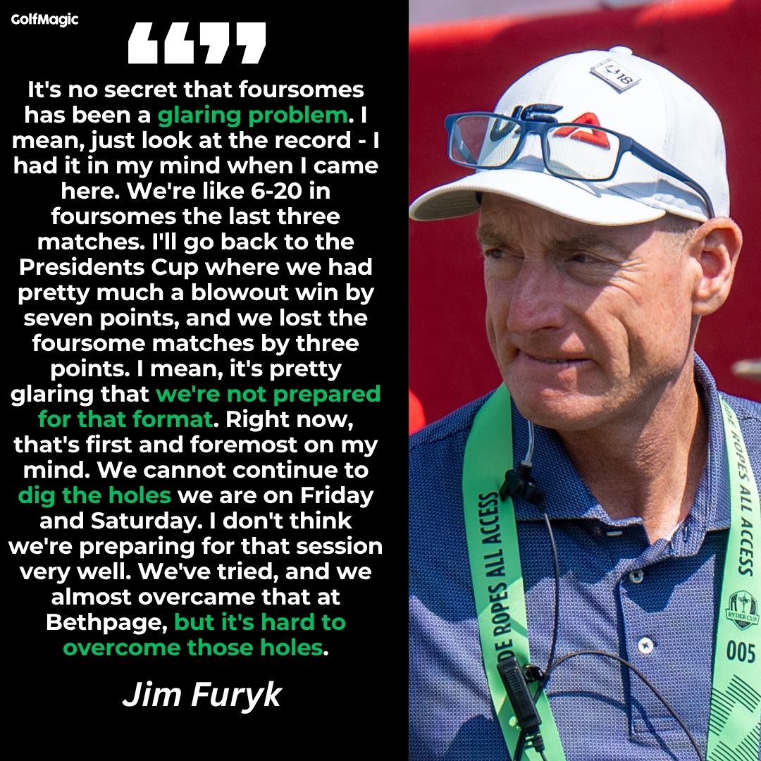 Jim Furyk has vowed to solve Team USA's Ryder Cup problems