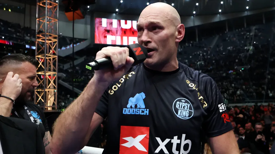 Tyson Fury talking after his victory over Arslanbek Makhmudov
