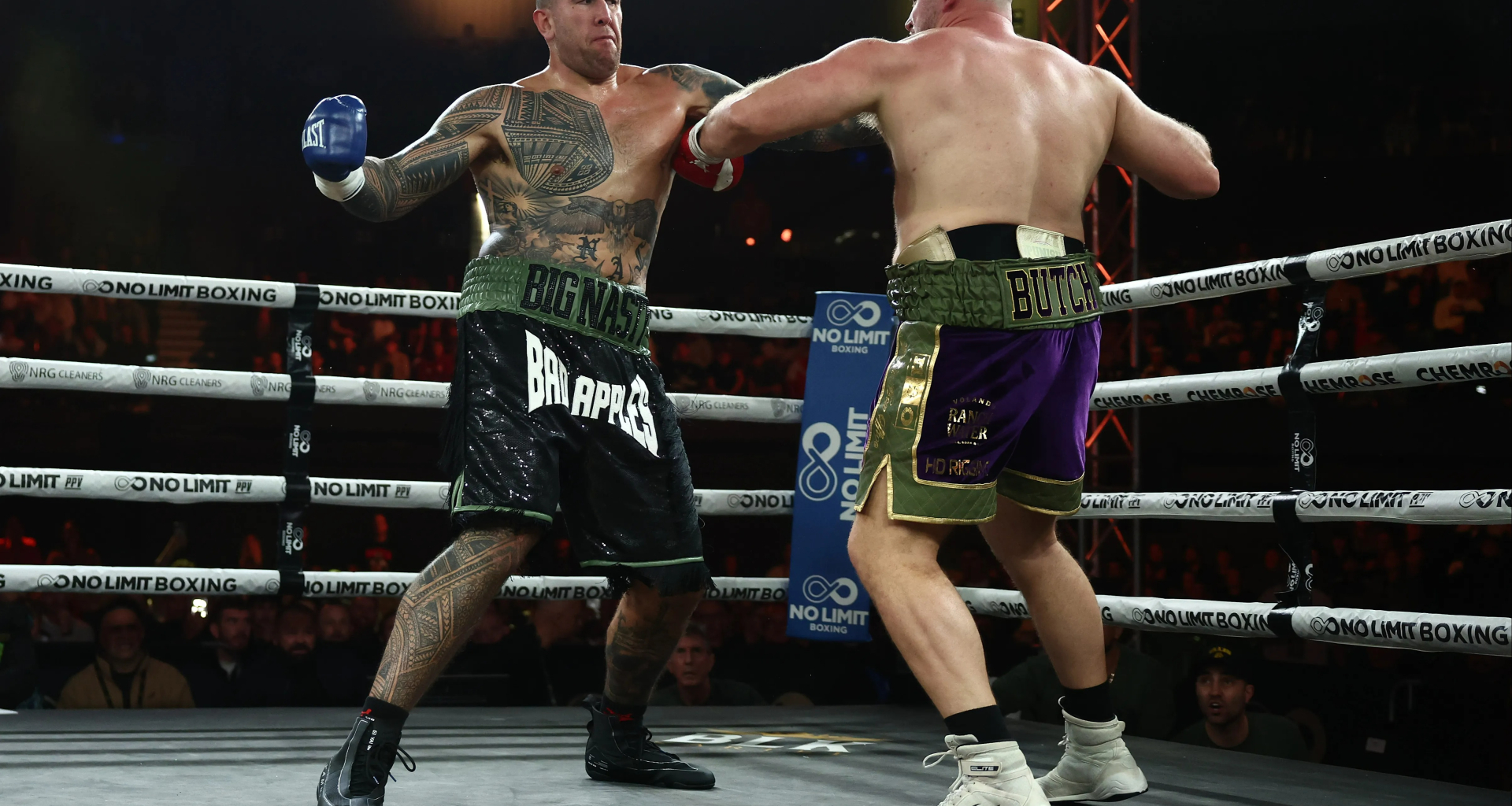 Former England rugby international stopped in wild boxing debut by 6ft 7in NRL star