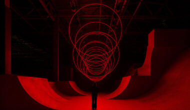 floating rings of light redraw space in SpY’s kinetic installation