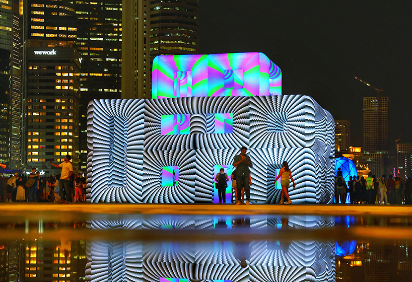 cyril lancelin's tubular installation becomes a walkable cube of light and color in singapore - 2