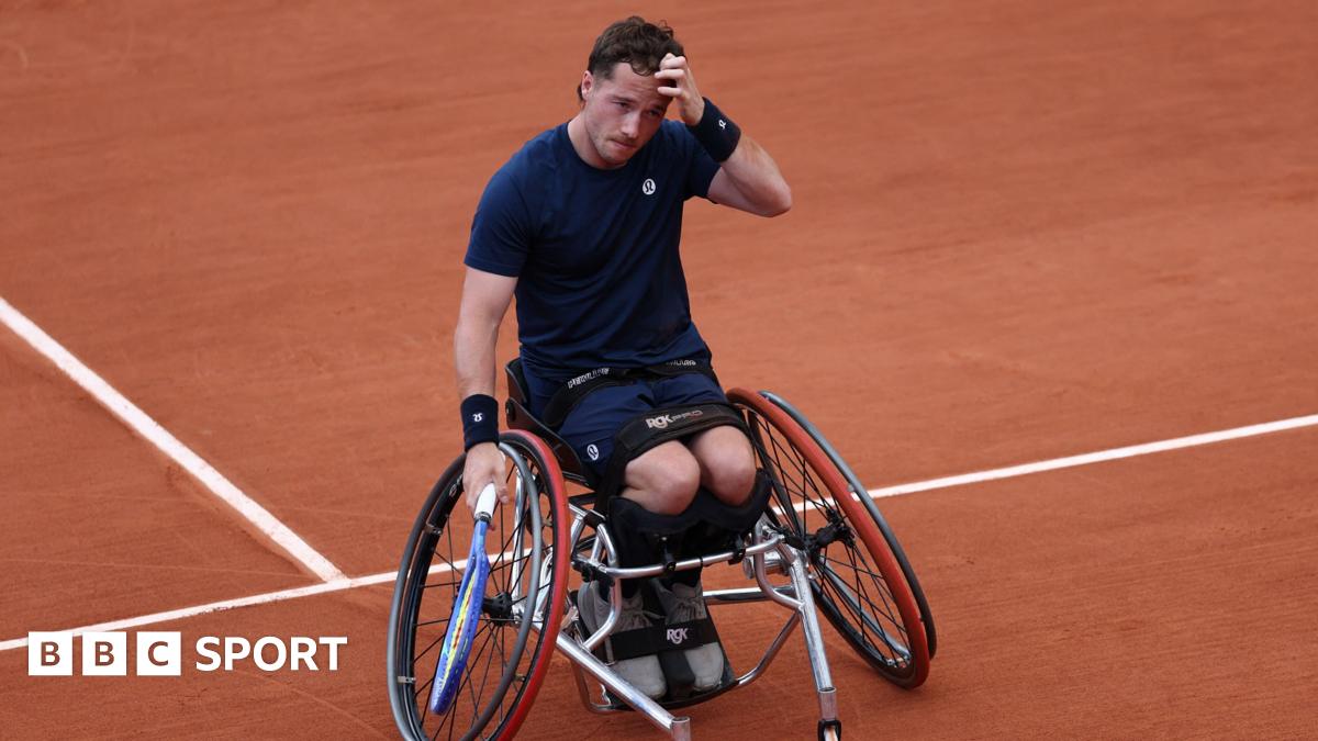 Britain's Alfie Hewett reacts during his men's wheelchair singles final match against Japan's Tokito Oda