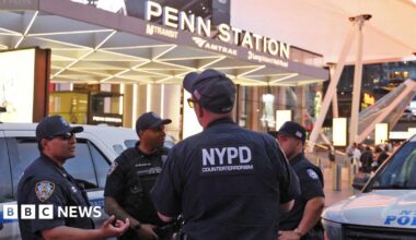 NYPD outside Penn Station after a stabbing