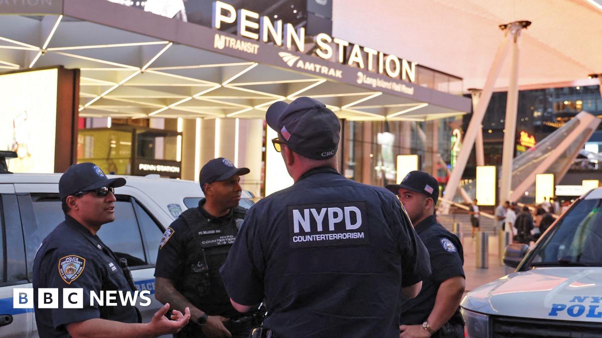 NYPD outside Penn Station after a stabbing