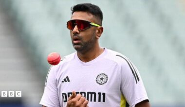 Ravichandran Ashwin during an India training session