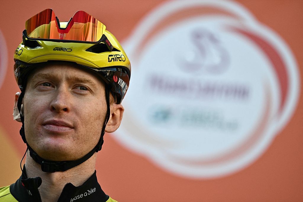 Team Visma-Lease a Bike's US rider Matteo Jorgenson is pictured before the Milan - Sanremo one-day classic cycling race, in Pavia, on March 21, 2026. (Photo by Marco BERTORELLO / AFP)