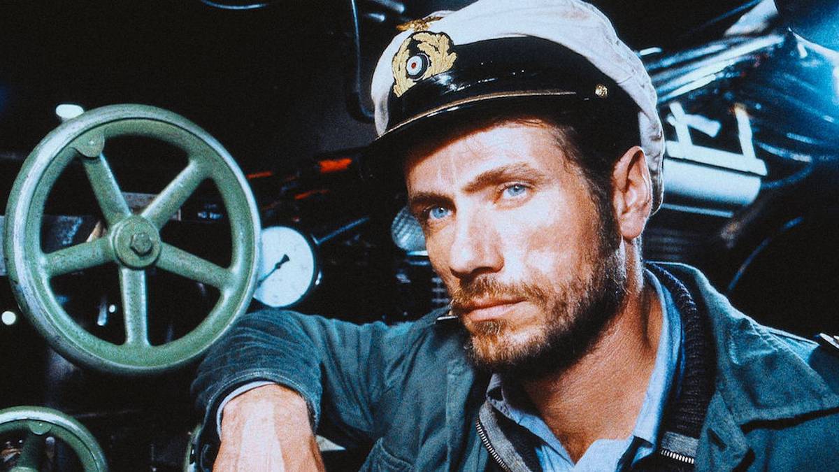 A submarine captain posing in the control room in the film Das Boot.
