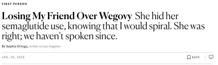 Headline summary: A personal story of a friendship strained by secrecy over semaglutide use and its emotional impact