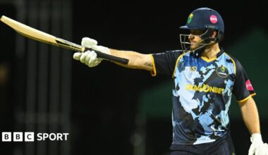 Glamorgan's Sean Dickson raises the bat