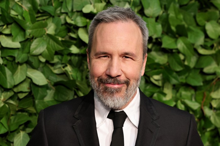 Denis Villeneuve Denis Villeneuve wearing a suit and smiling, in front of a green leafy backdrop.