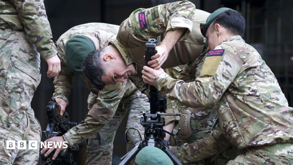 Members of the Royal Marines Reserve assemble a 50 calibre Heavy Machine Gun (HMG) before the first ever Lady Mayor's Show in the City of London, in November 2025