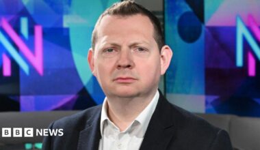 Matt Chorley pictured in the BBC Newsnight studio