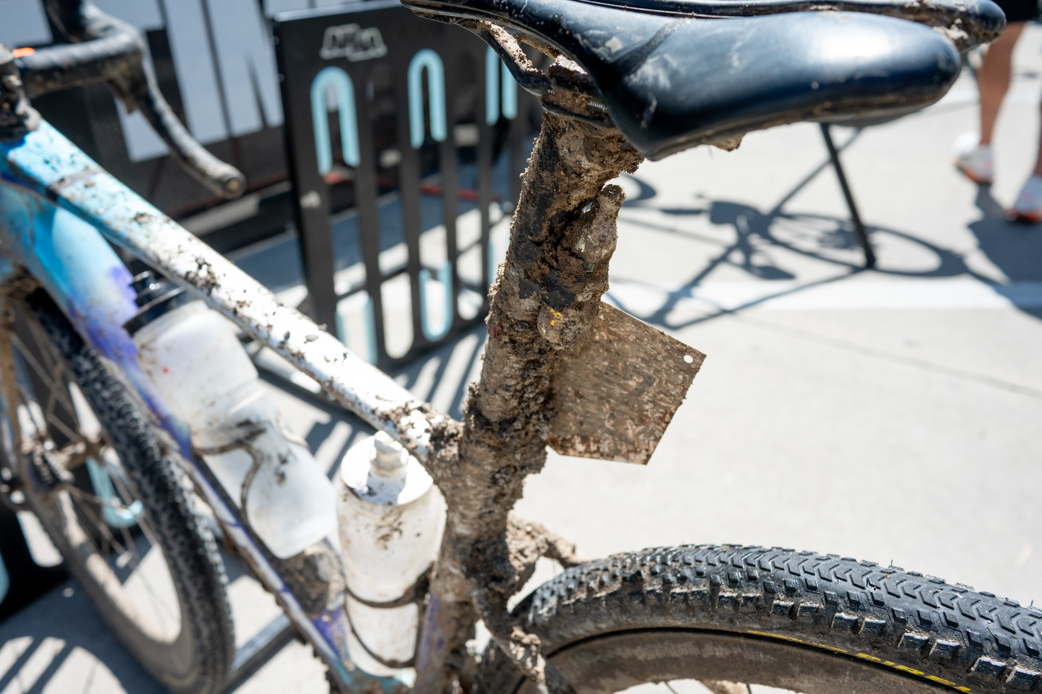 Photos of the bikes from the finish line of Unbound Gravel 2026