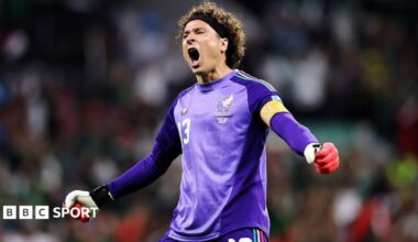 Mateo Chavez celebrates his goal for Mexico against Czech Republic