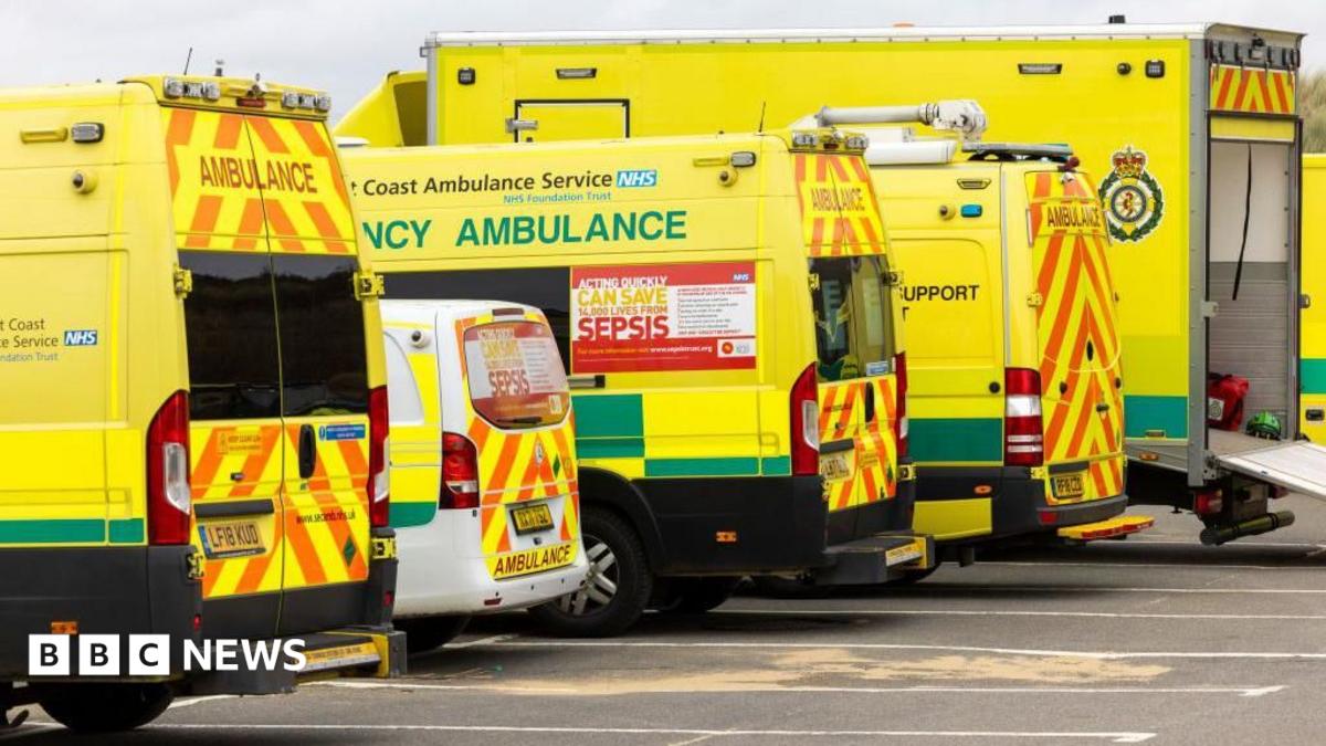 Ambulances and emergency incident vehicles in the car park