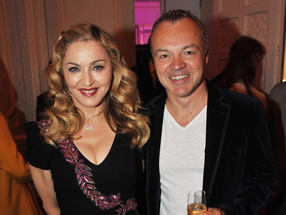 The BFI London Film Festival: W.E. - Premiere - After Party - Exclusive london, england october 23: (exclusive coverage) film maker madonna (l) and actor comedian graham norton the after party for the screening of w.e. at the 55th bfi london film festival at claridges on october 23, 2011 in london, england. (photo by jon furniss/wireimage)