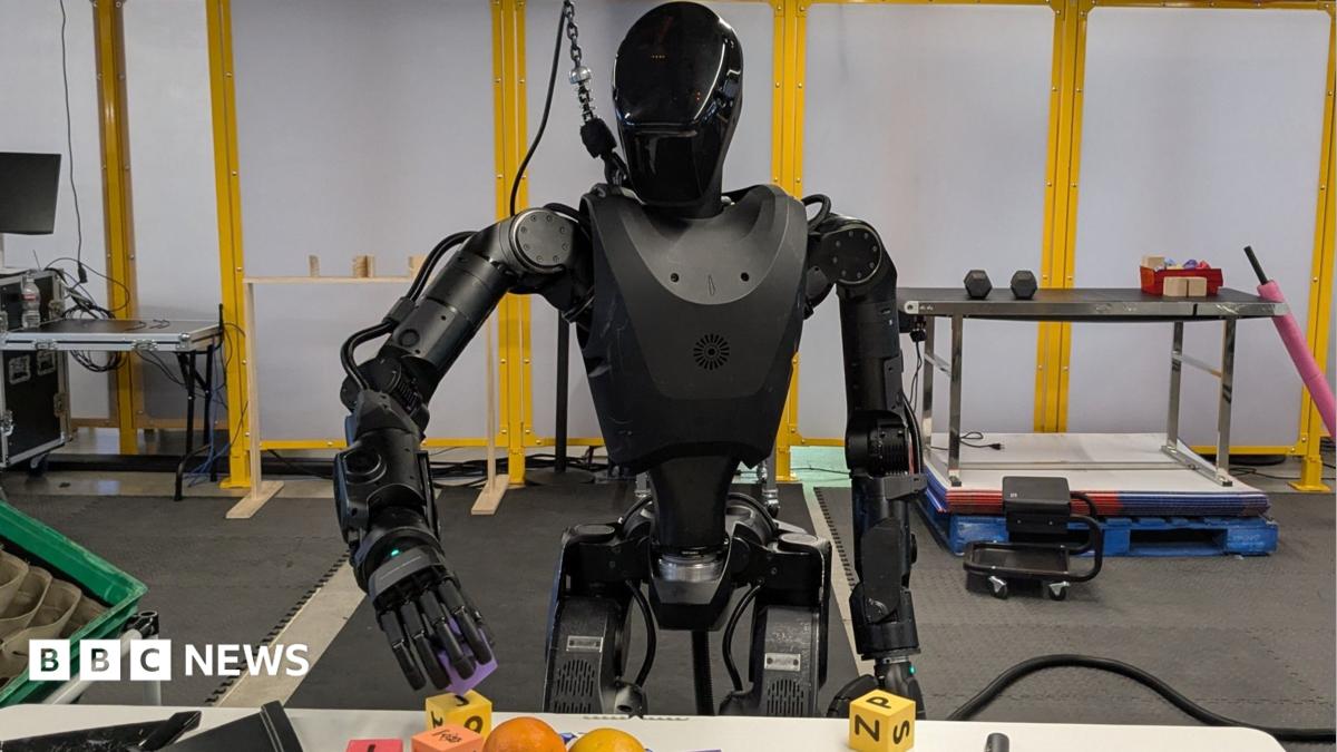 The all black Phantom robot handles building blocks.