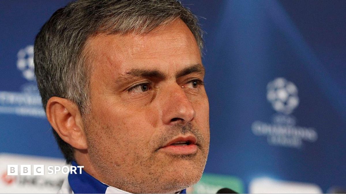 Jose Mourinho appears at a Champions League pre-match news conference while Real Madrid manager in 2011
