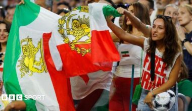 Iran fans at the World Cup match against New Zealand at Los Angeles Stadium