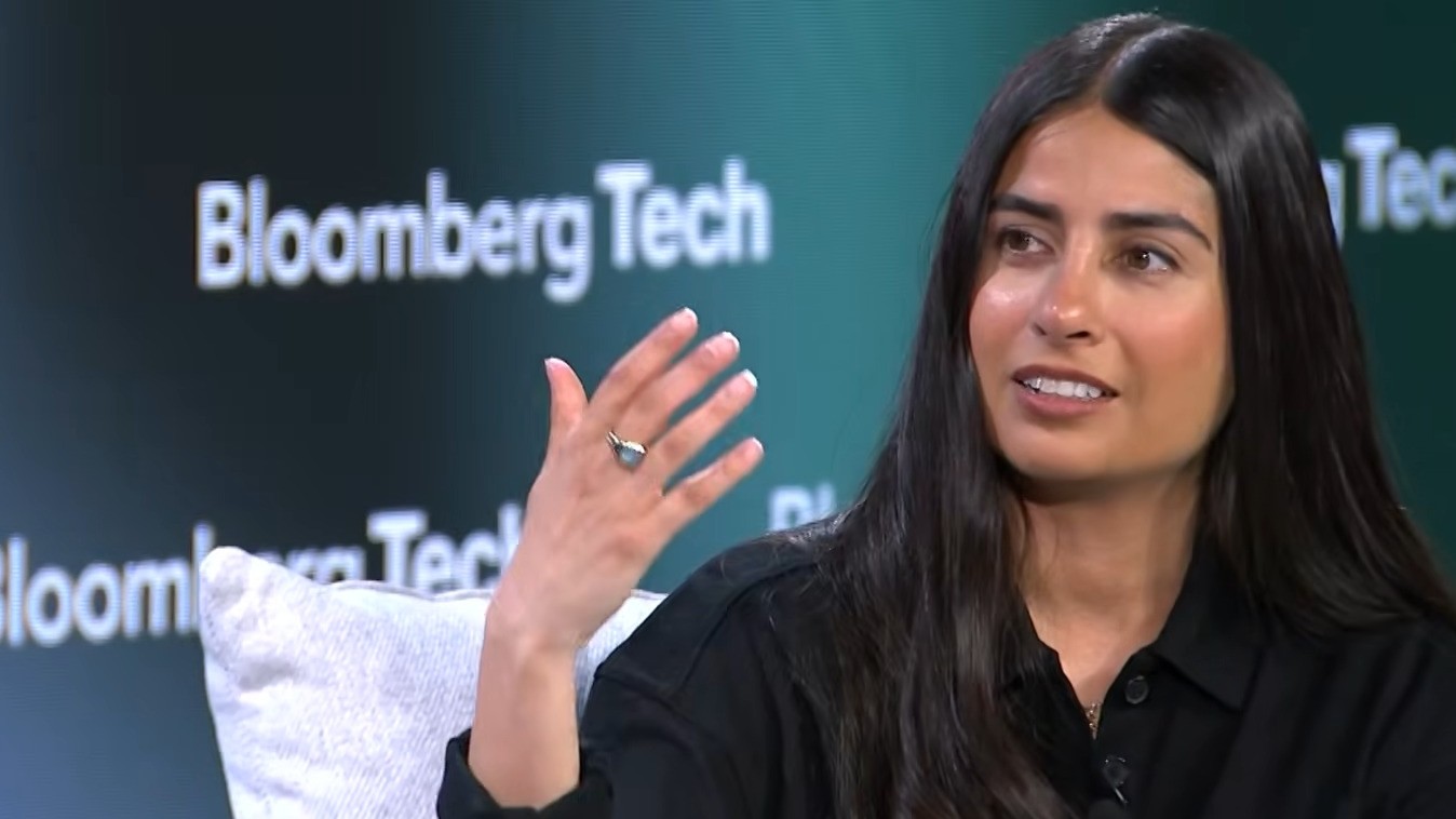 A photograph of Asha Sharma from her recent interview with Bloomberg Technology.