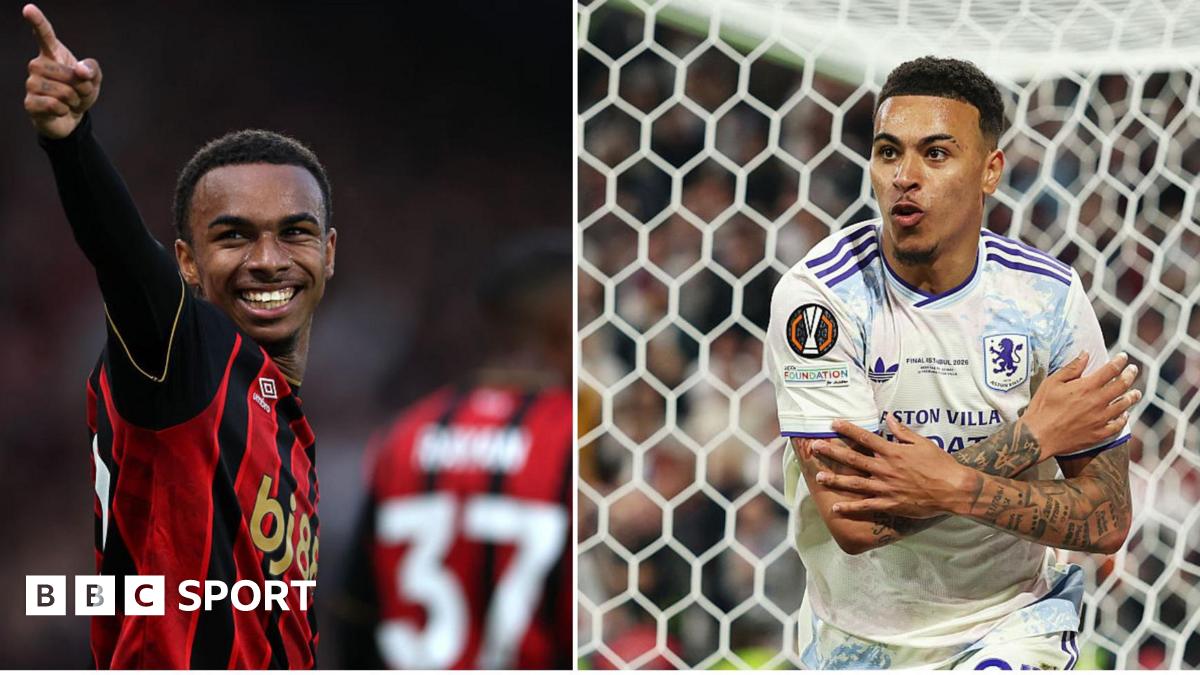 A split picture of  Bournemouth's Eli Junior Kroupi and Aston Villa's Morgan Rogers