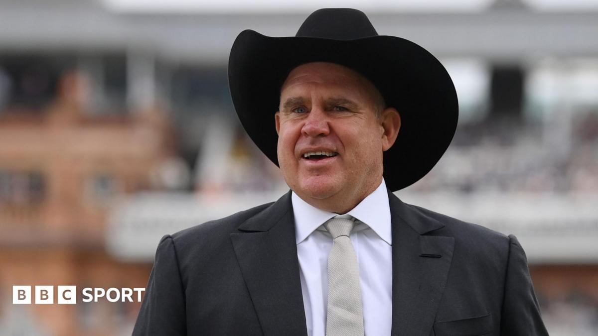 Matthew Hayden at Lord's, wearing a black suit and a Stetson hat