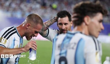 Lionel Messi and his Argentina team-mates