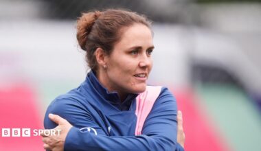 Nat Sciver-Brunt smiles during training