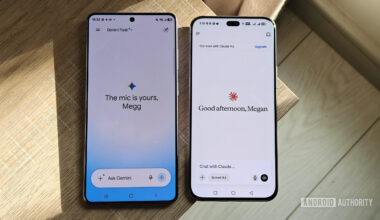 gemini and claude on two smartphones next to each other