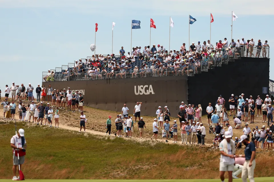 A general view of the grandstand on the 10th hole during the second round of the 126th U.S. OPEN at Shinnecock Hills Golf Club on June 19, 2026