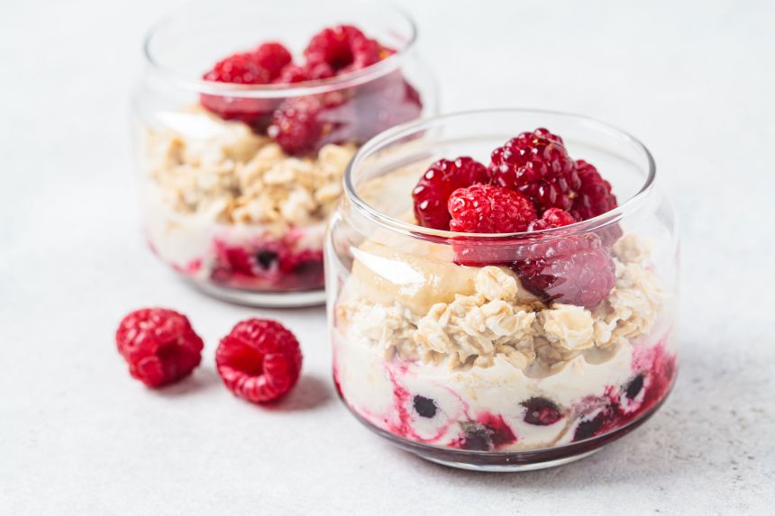 Overnight oats with raspberries can help fuel a summer workout.