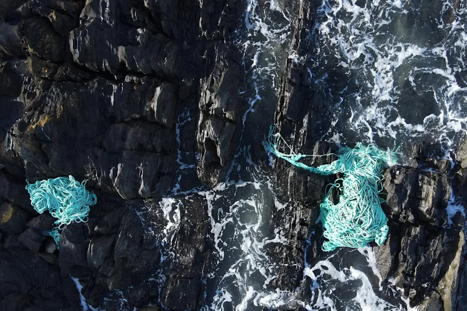 Two piles of fishing net ropes found between Kings Headland and Petrel Cove on the Southern Fleurieu, just outside Victor Harbor.