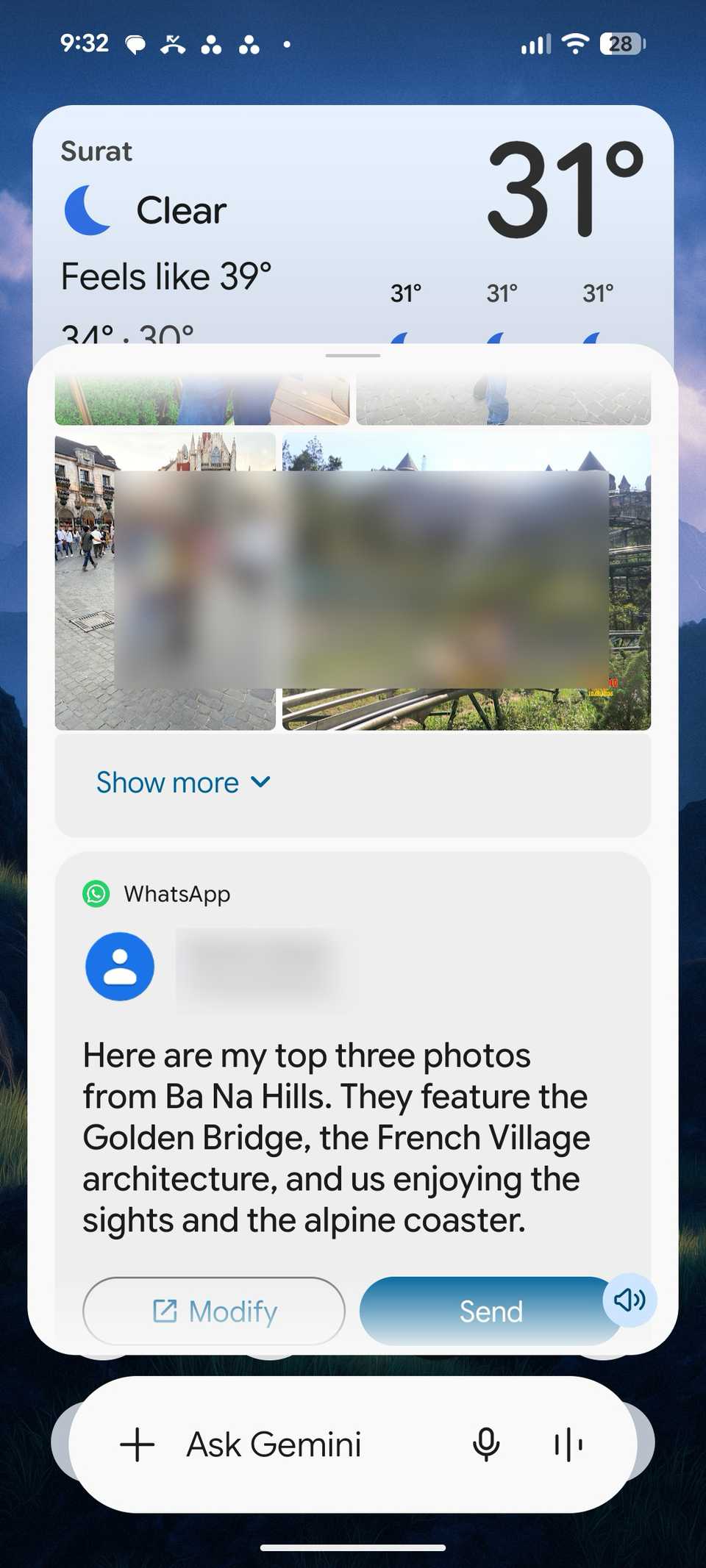 using Gemini with Google Photos and WhatsApp